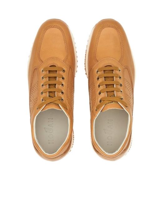 Hogan Brown Interactive Lace-Up Sneakers