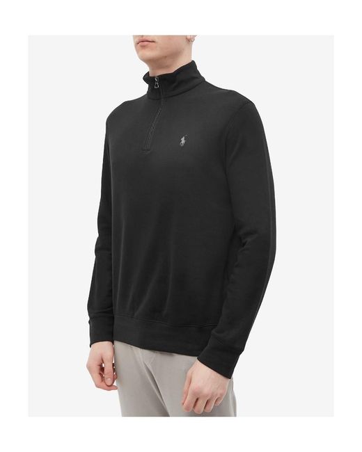 Ralph Lauren Black Logo Patch Half-Zip Pullover for men