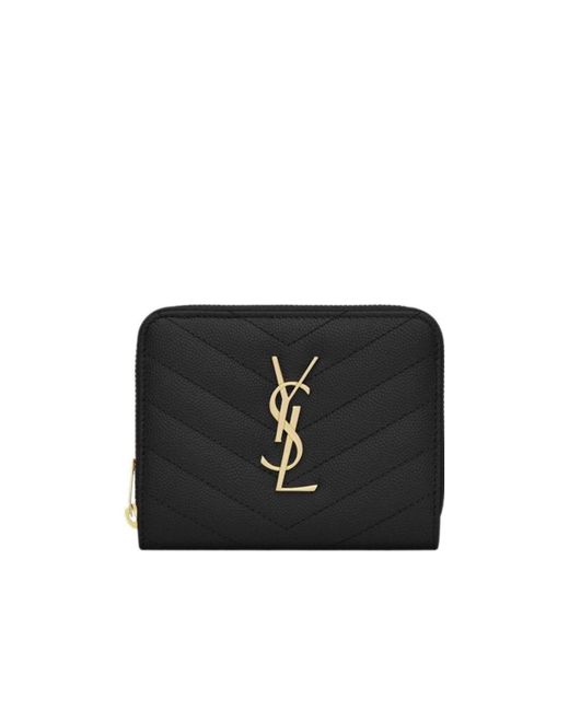 Saint Laurent Black Cassandre Logo Plaque Wallet