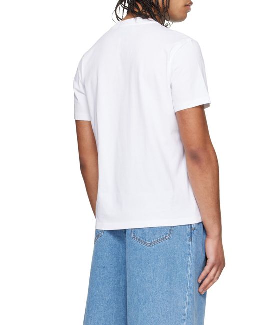 AMI White Ami Logo Embroidered Crewneck T-Shirt for men
