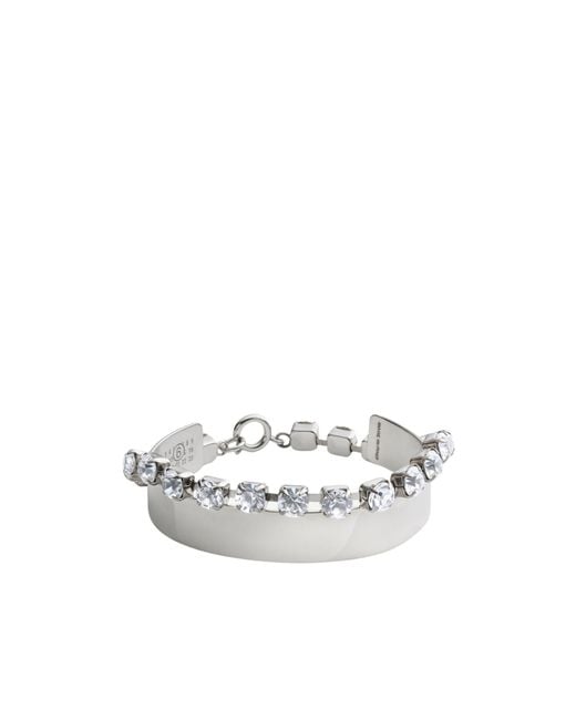 MM6 by Maison Margiela White Crystal Chain Bracelet