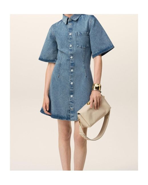 AMI Blue Ami Short Sleeve Shirt Dress