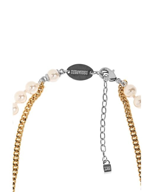 DSquared² Metallic Logo Detail Layered Necklace for men