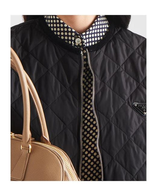 Prada Black Quilted Corduroy-Trim Jacket