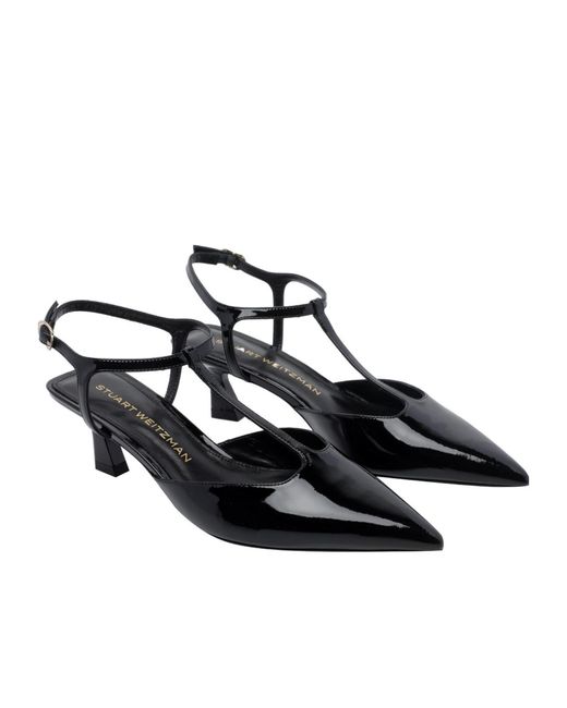 Stuart Weitzman Black Pointed-Toe High-Heeled Sandals