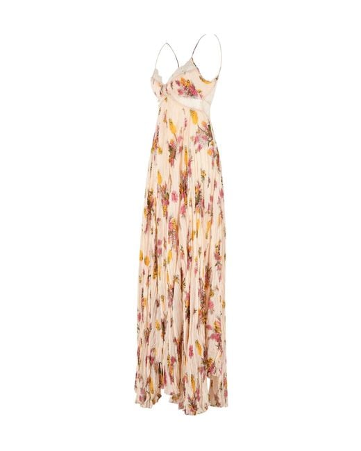 Blumarine Metallic Georg Pleated Maxi Dress