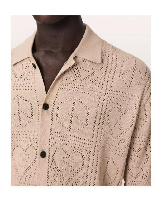 AllSaints Natural Arktx Perforated-Knit Short-Sleeve Cardigan for men