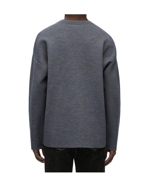 Loewe Gray Logo Detailed Crewneck Jumper for men