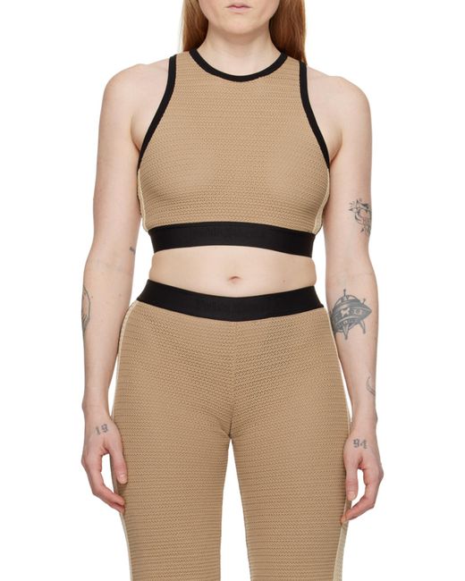 Palm Angels Brown Side Stripe Detailed Knitted Tank Top