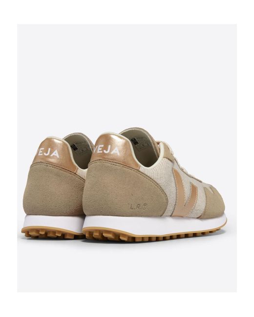 Veja Natural Logo Patch Round-Toe Sneakers