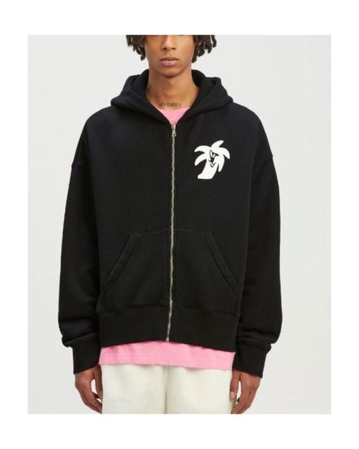 Palm Angels Black Long Sleeved Logo Printed Hoodie for men