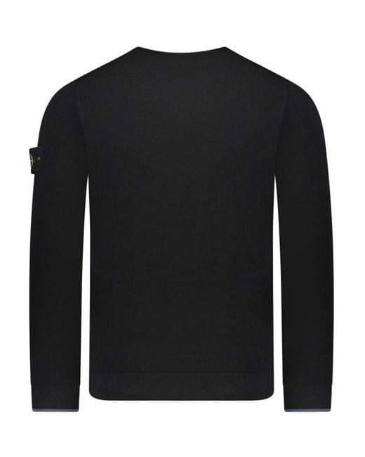 Stone Island Black Compass Patch Crewneck Jumper for men