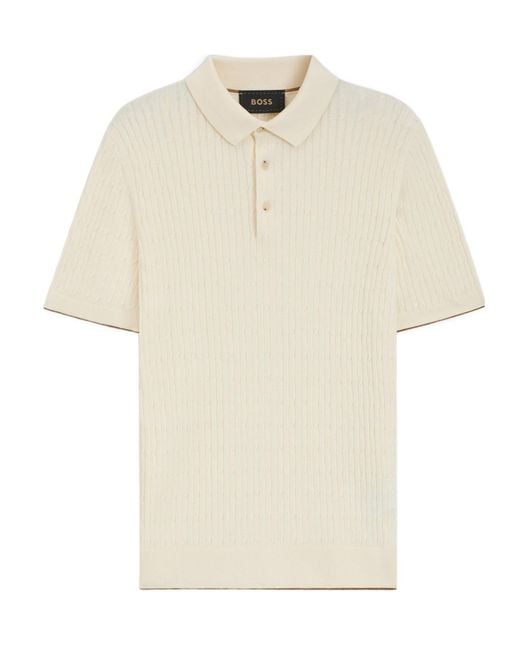 Boss White Boss Cable Knit Polo Shirt for men