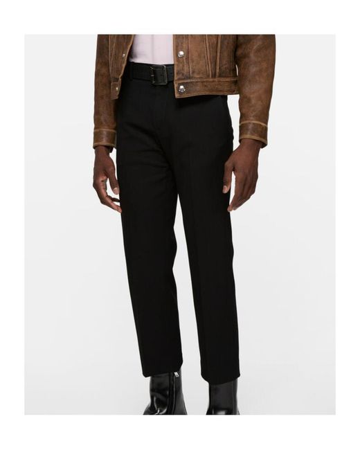 Acne Black Pressed-Crease Tailored Trousers for men