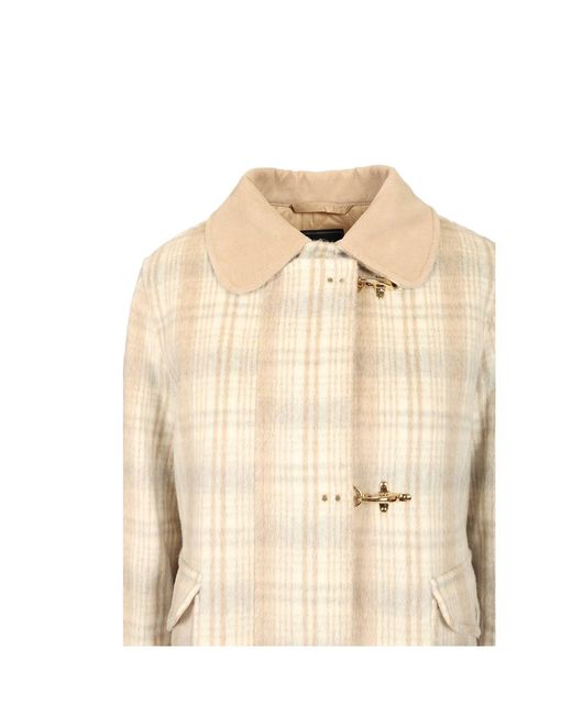 Fay Natural Tartan Quilted Short Coat