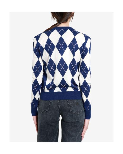 MSGM Blue Crew-Neck Virgin-Wool Jumper