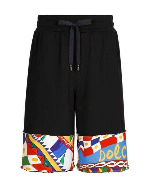 Dolce & Gabbana Black Carretto-Printed Shorts for men