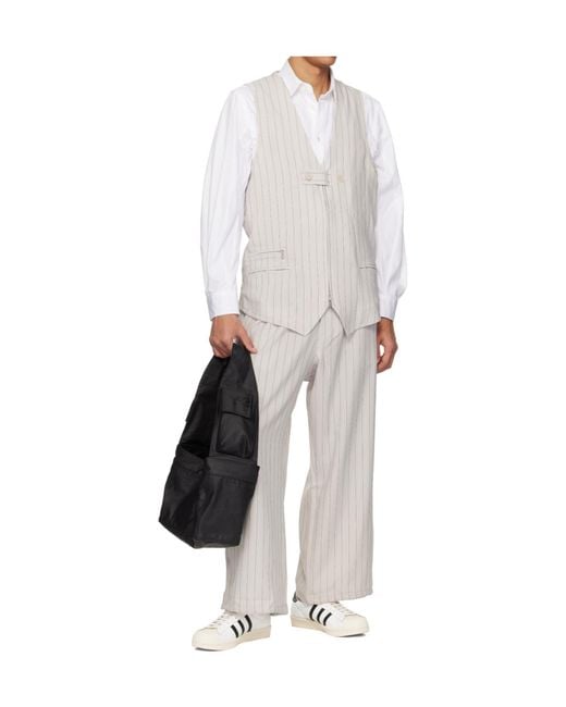 Y-3 Gray Pinstripe Casual Pants for men