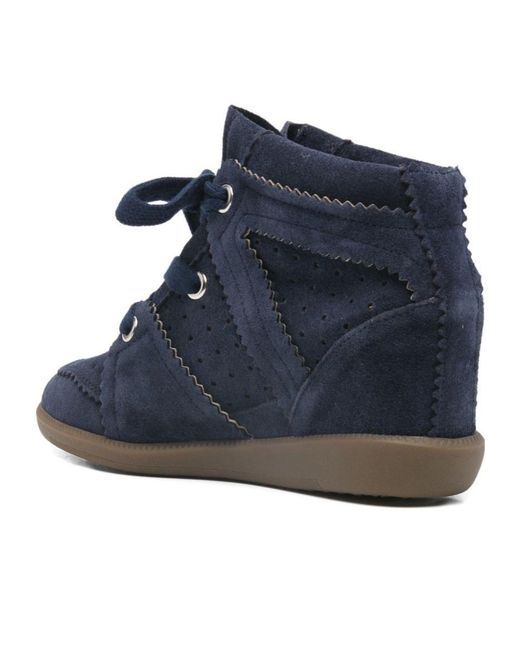 Isabel Marant Blue Bobby Lace-Up Wedge Sneakers