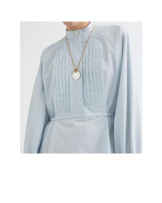 Jil Sander Blue Long-Sleeved Midi Shirt Dress