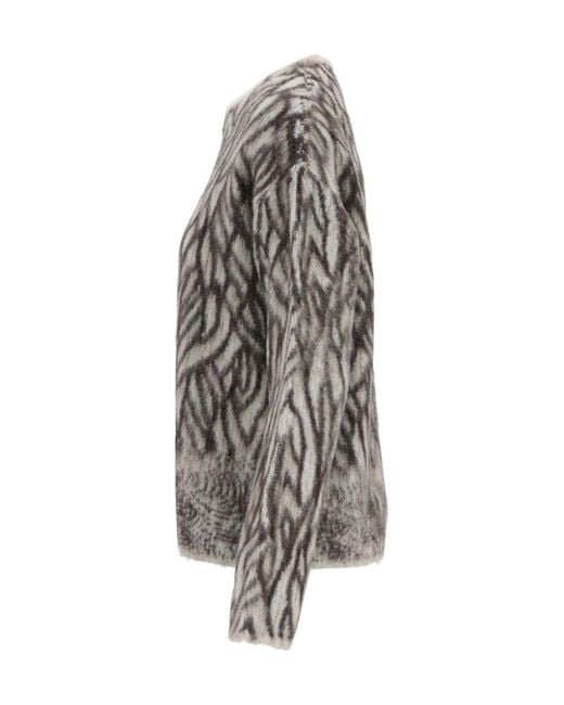 Forte_forte Gray Plum De Heron Jacquard Sweater