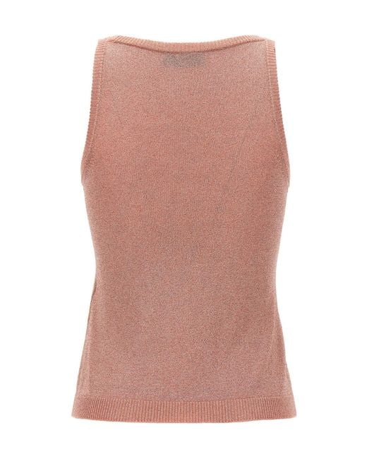 Missoni Pink Sleeveless Knitted Lurex Tank Top