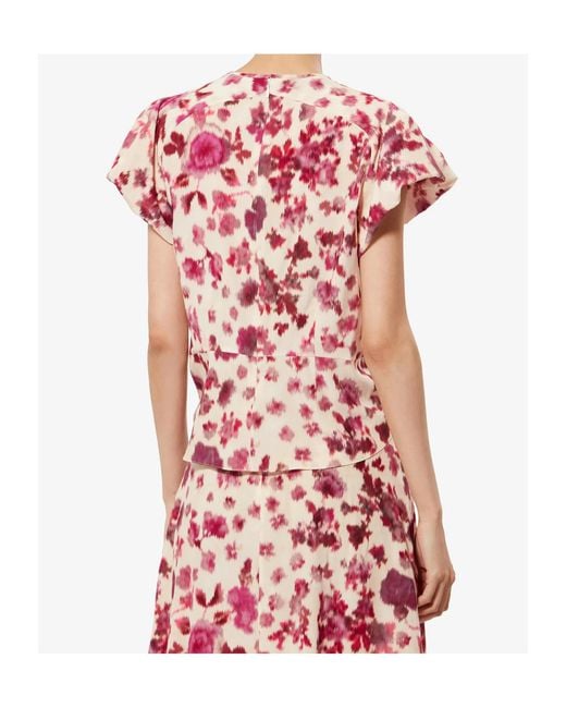 Isabel Marant Pink Tullya Printed Peplum Top