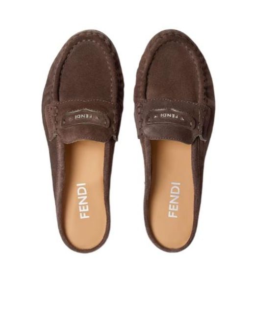 Fendi Brown Dark Suede Sabots