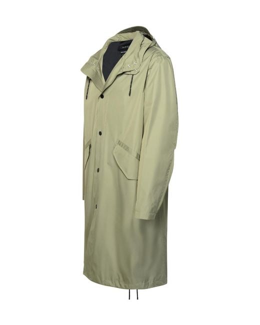 A.P.C. Green Button-Up Hooded Coat for men