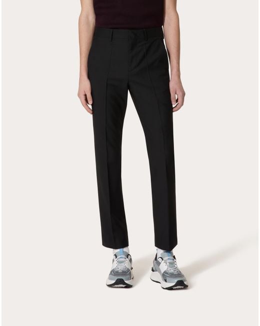 Valentino Black Pleated Straight Leg Trousers for men