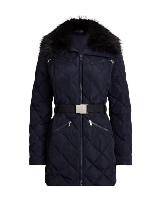 Ralph Lauren Blue Real Leather Medium Puffer Jacket
