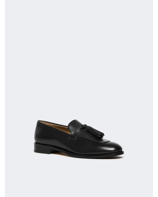 Max Mara Black Tassel Leather Loafers