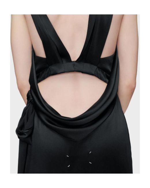 Maison Margiela Black Satin Maxi Dress