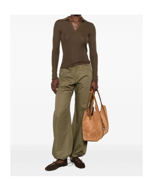 Max Mara Brown Long Sleeve Knit Polo Shirt
