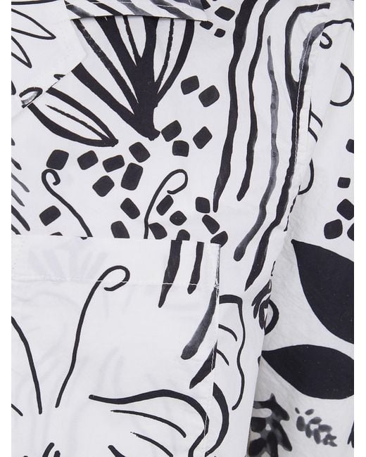 Aspesi White Animal-Print Cotton Short-Sleeve Shirt for men