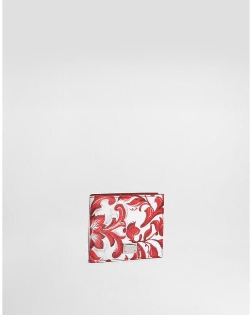 Dolce & Gabbana Red Majolica Print Bifold Wallet for men