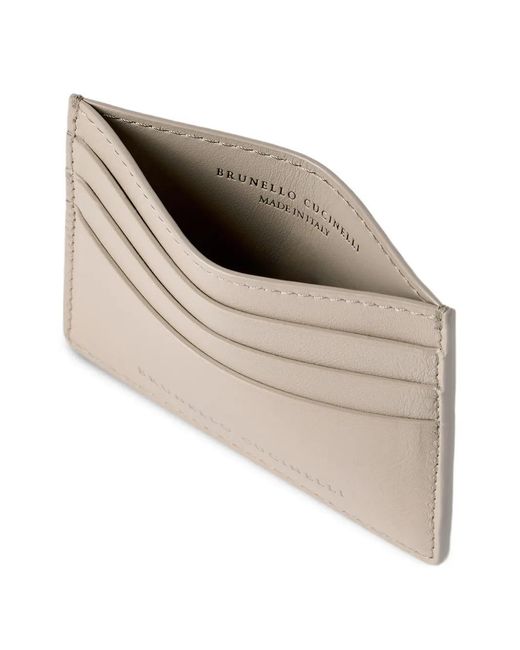 Brunello Cucinelli Natural Logo-Stamp Cardholder
