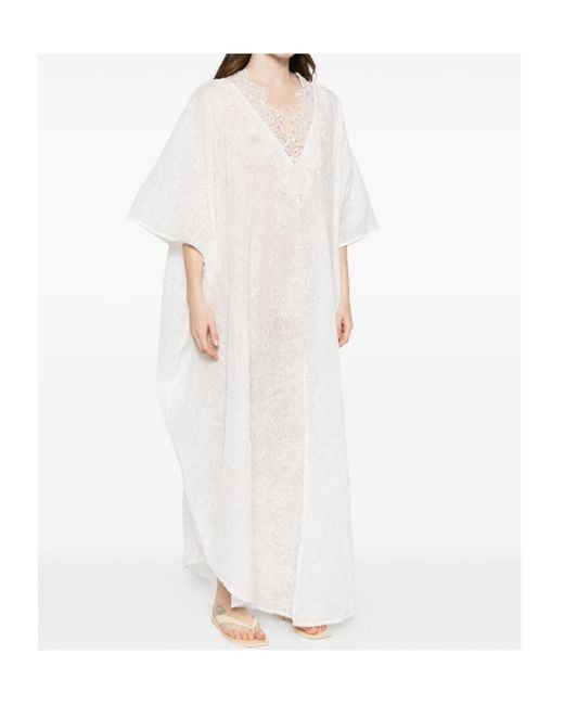 Ermanno Scervino White V-Neck Kaftan