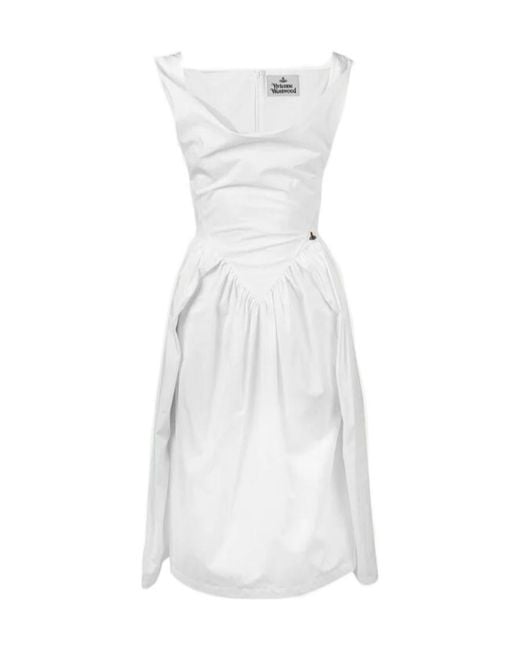 Vivienne Westwood White Draped Neck Midi Dress