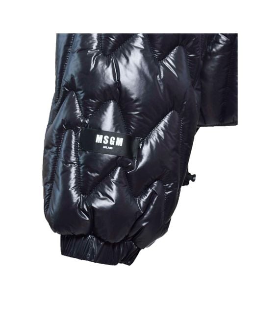 MSGM Blue Quilted Jacket With "Themwave" Pattern for men