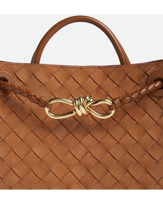 Bottega Veneta Brown Andiamo Woven Shoulder Bag