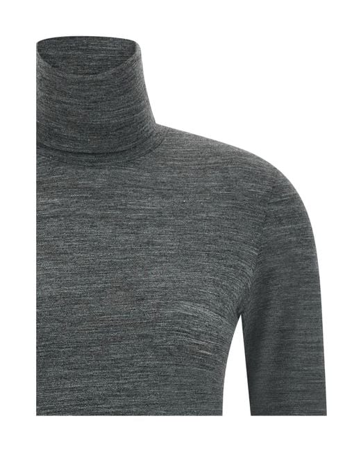 Jil Sander Gray Mock-Neck T-Shirt