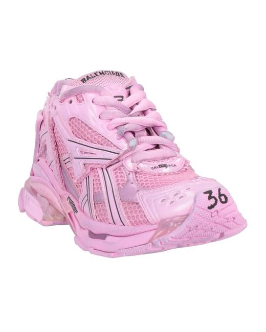 Balenciaga Pink Lace-Up Logo Sneakers