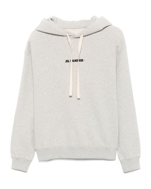 Jil Sander White Relaxed-Fit Hoodie With Drawstring Hood