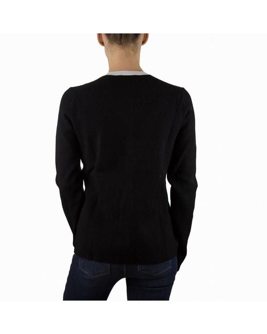 Armani Jeans Black Round-Collar And Long-Sleeved Knitted Cardigan