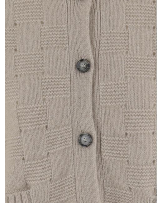 Allude Brown Textured Knit Cardigan