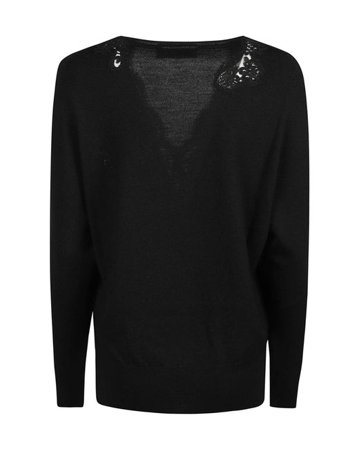 ERMANNO FIRENZE Black Long-Sleeve V-Neck Sweater