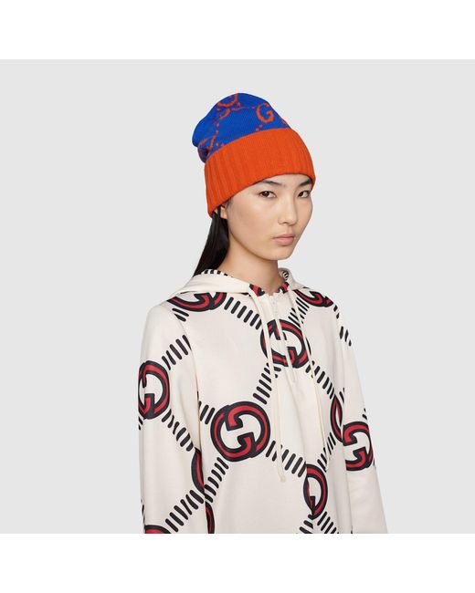 Gucci Blue Gg Knit Wool Hat for men
