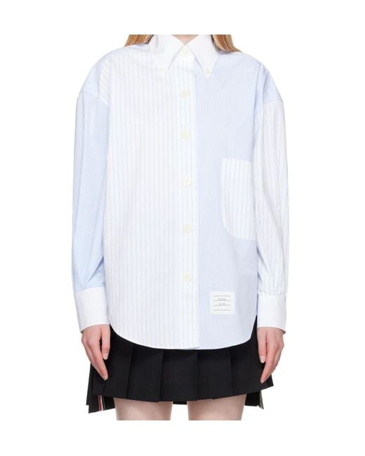 Thom Browne White Pinstriped Poplin Shirt