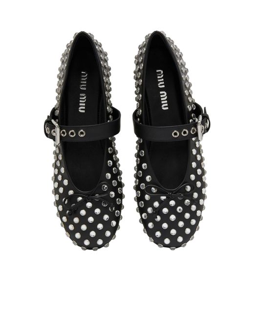 Miu Miu Black Round Head Ballet Flats